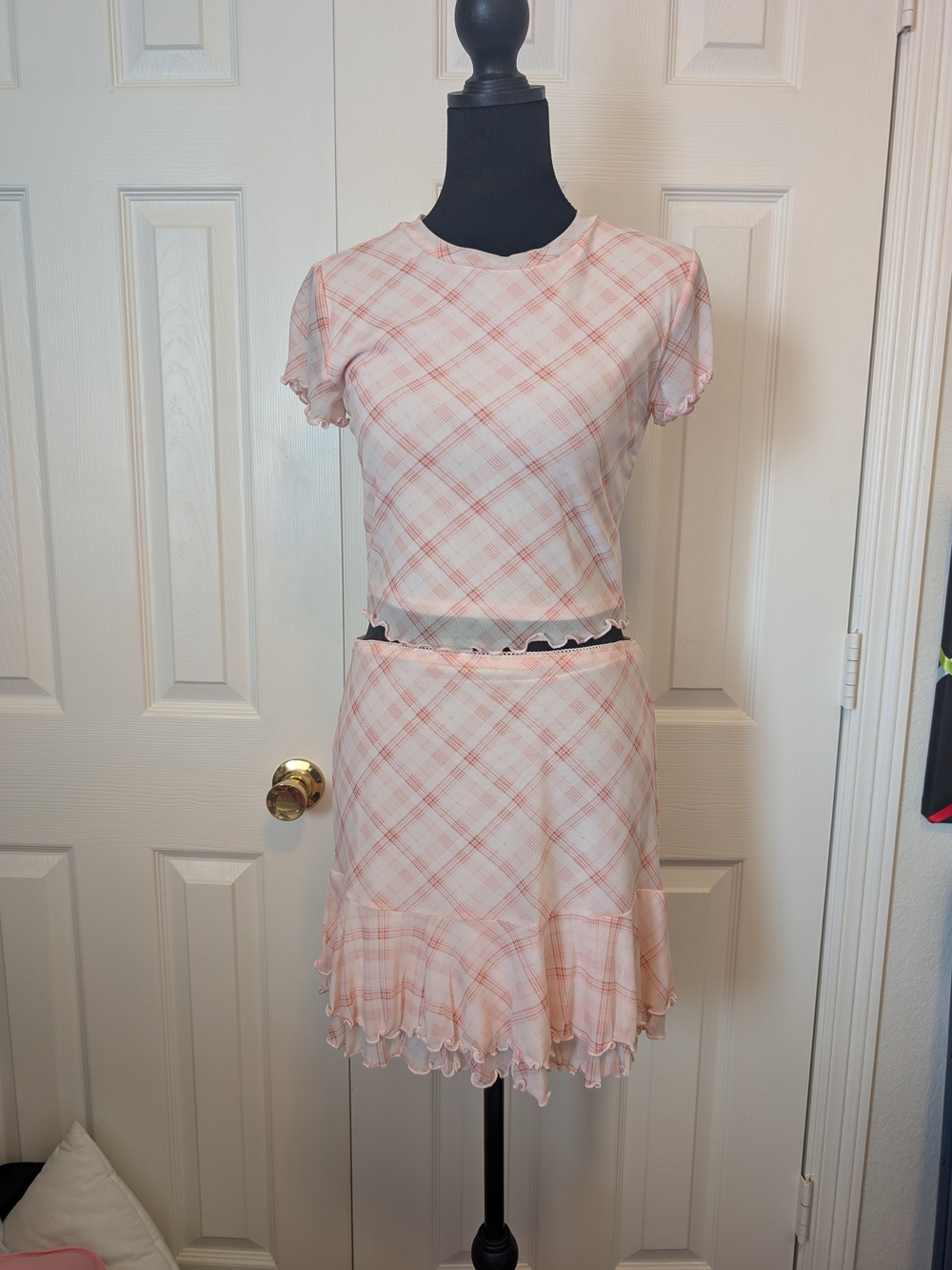 Forever 21 Pink Plaid Mini Dress Set